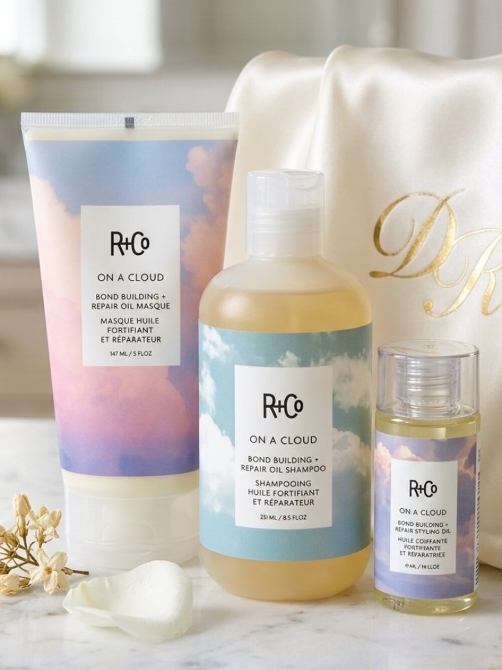 R+Co ON A CLOUD 3 Pc SET - Shampoo (251 mL), Masque (147 mL) & Oil (41 mL) - NEW